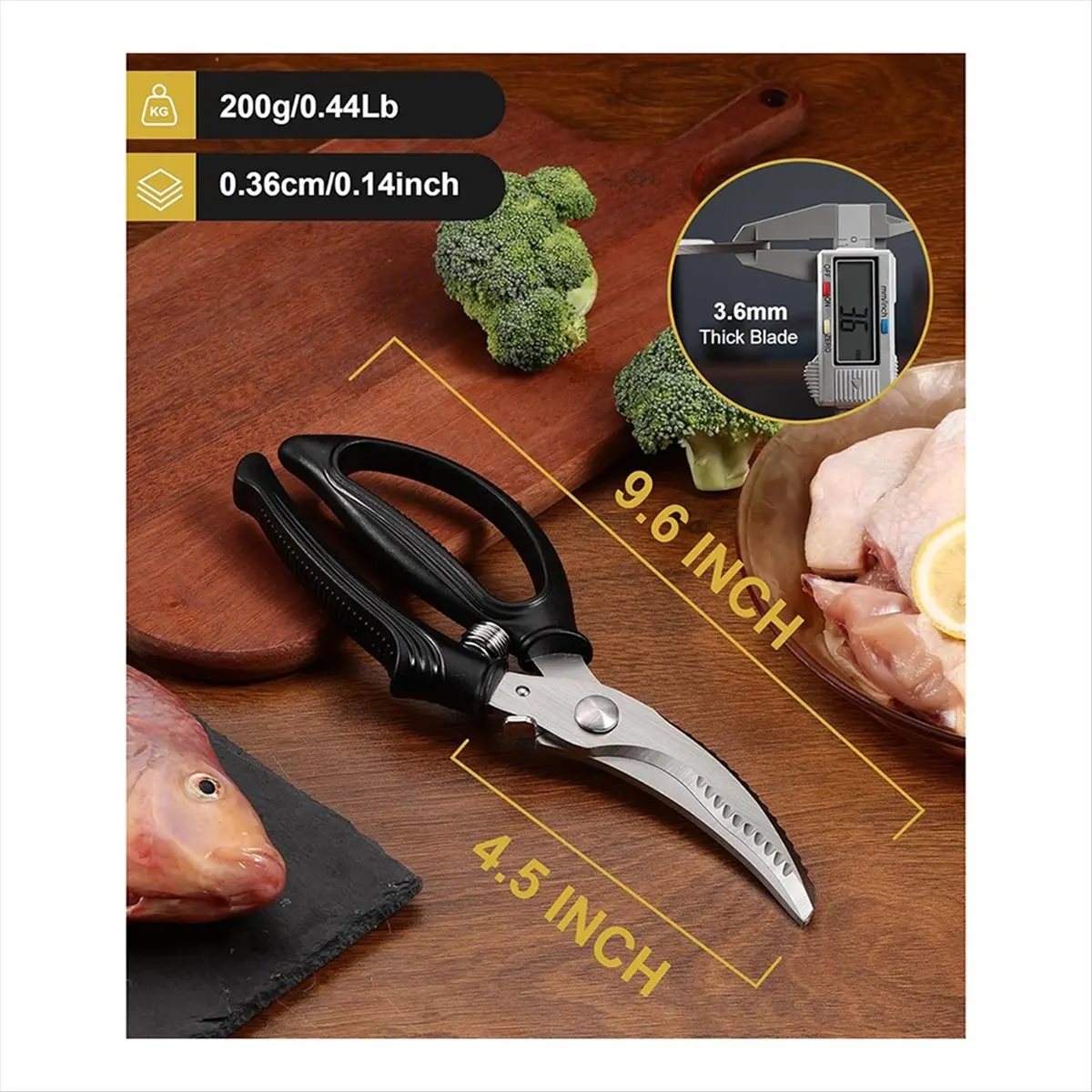 مقصات الدواجن ETRT، مقصات المطبخ مع زنبرك محملة، مقص الدواجن شديد التحمل للحوم والدجاج والتركيا ومقبض مضاد للانزلاق
