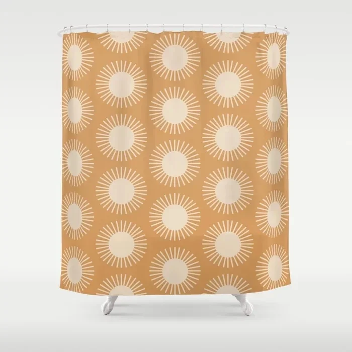 Simple Rules Round Small Sunflower Pattern Bathroom Curtain Home Decoration Waterproof Bathtub Personality Shower