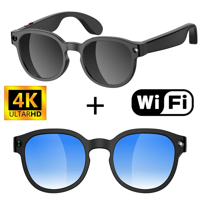 Lunettes Intelligentes 4K Lenovo avec Stabilisation de Caméra, Enregistrement Vidéo, Traduction IA, Transmission Wi-Fi Sans Fil, Analyse d'Image et Commande Vocale