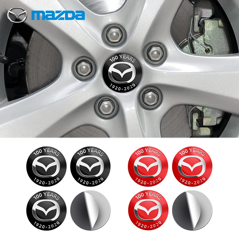 4PCS 56mm 100 Years Corporation Car Wheel Center Hub Caps Emblem Stickers For Mazda Speed Atenza MX3 MX5 Axela MX MS Accessories