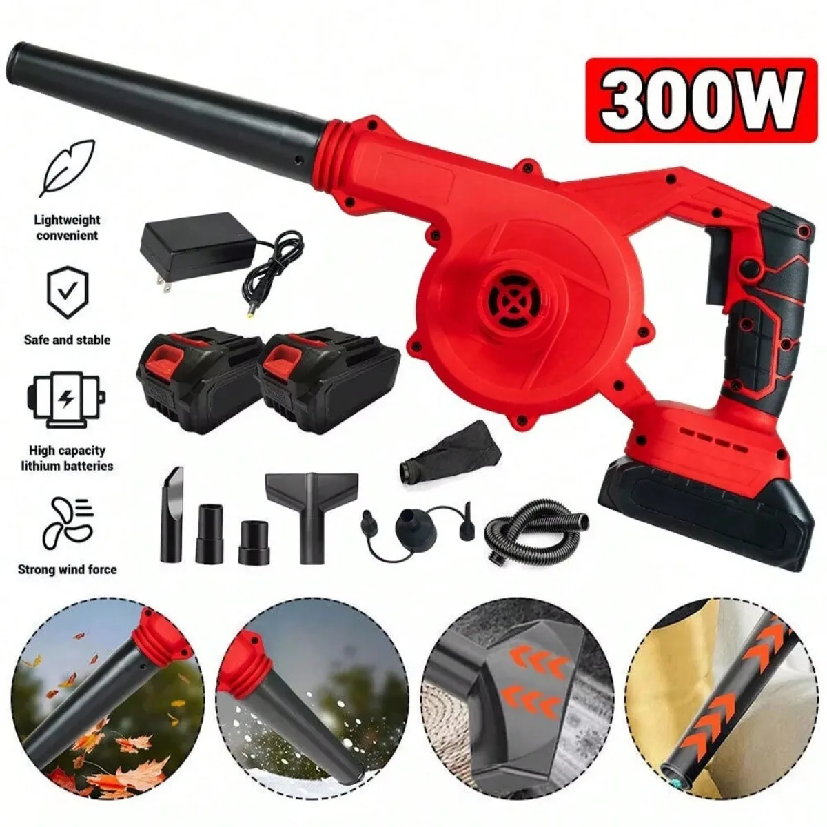 

Leaf Blower Cordless for Lawn Care, Electric Cordless Leaf Blower with 2 Batteries and Charger,battery Powered Leaf Blower