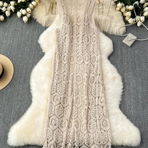 Longline Crochet Cardigan Ärmel ohne Ärmelknopf Open Mesh Long Cover-up Damens Sommer Beach Holiday Outfit 12 Hauptverkäufe Croche Carige - №5