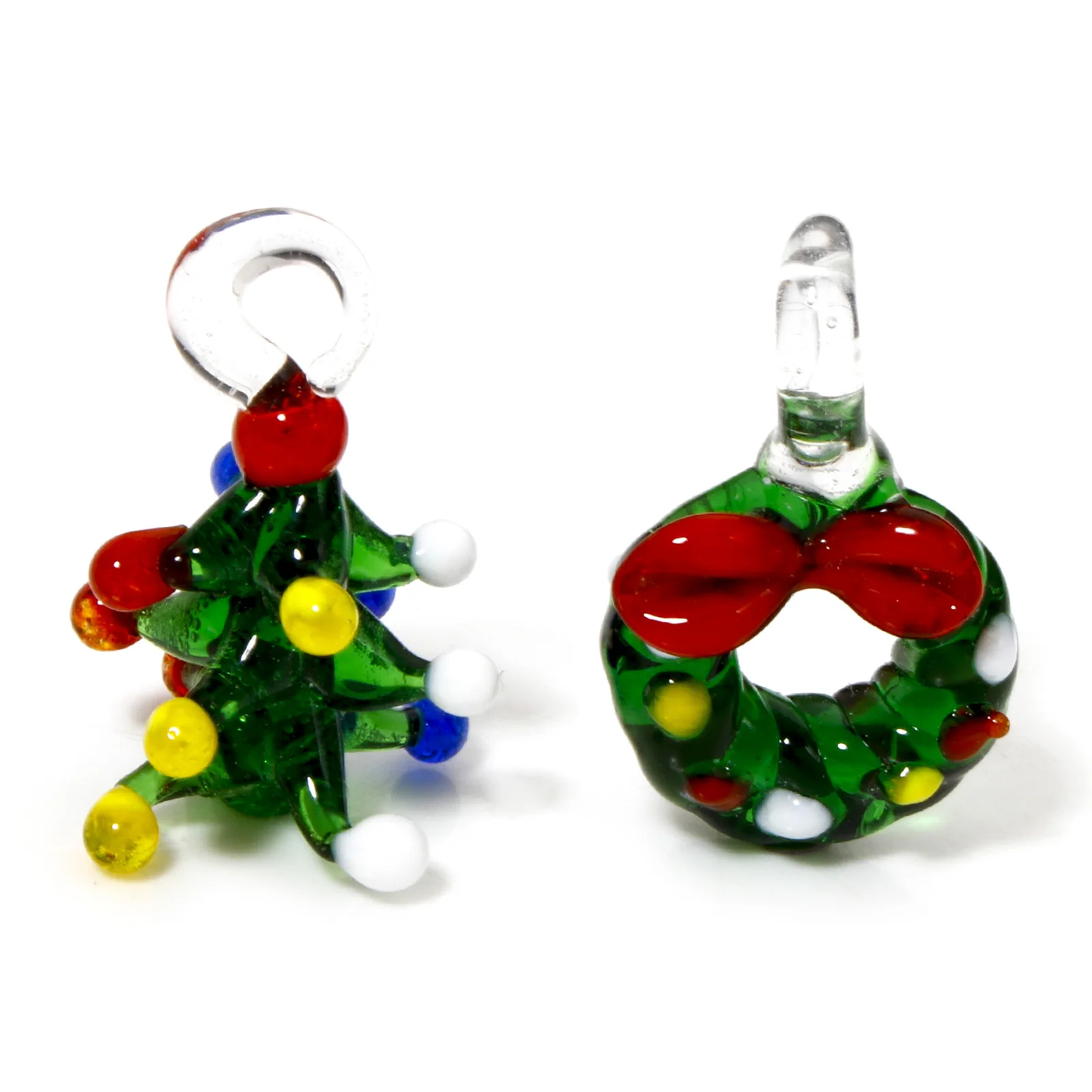 1-częściowe szklane wisiorki 3D Lampwork Zielona choinka do samodzielnego tworzenia biżuterii Akcesoria lub dekoracje noworoczne Ozdoby świąteczne