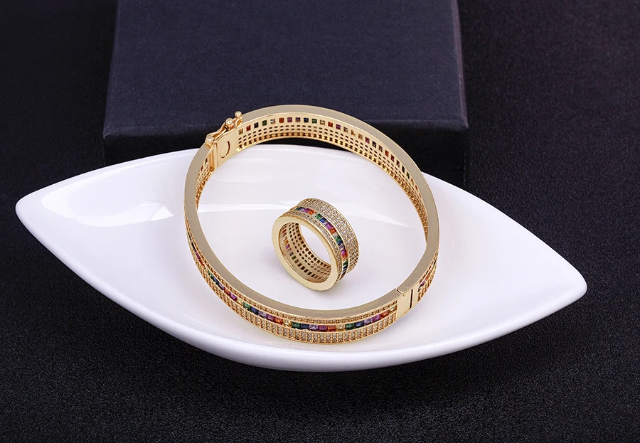 Nidin Exquisites modisches Armband und Ring, 2-teilig, klassisches Bankett, Hochzeit, Party, Schmucksets, Geburtstagsgeschenk, Accessoires-Design – Detail 1