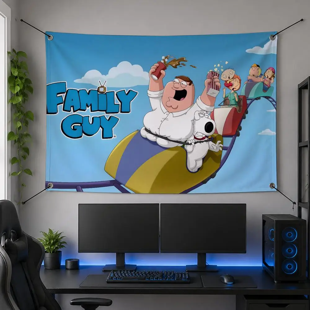 Cartoon Animated Iconic Adventure Colorful F-Family Guy Flags Flag Banner for Bedroom Dorm Party Home Living Room Game Room Gift