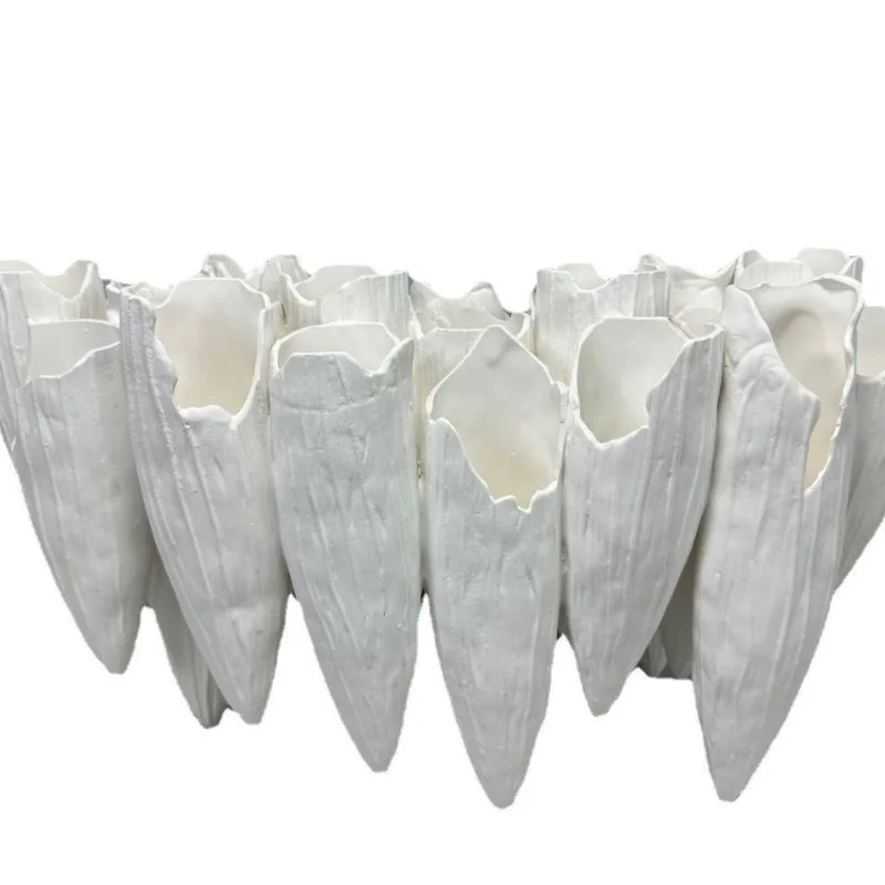Modern simple handmade white ceramic ornament flower ware soft decoration creative design