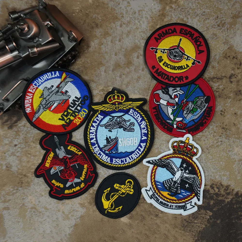 Parches bordados tácticos Armada española, exquisitos y de alta calidad, usados para ropa, espalda con ganchos