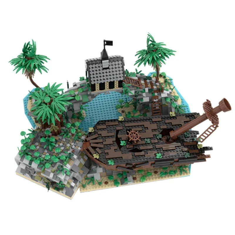 Modelo Street View Moc, bloques de construcción Dominica Pirate Beach, tecnología, bloques modulares, regalos, juguetes de Navidad, conjuntos DIY de montaje