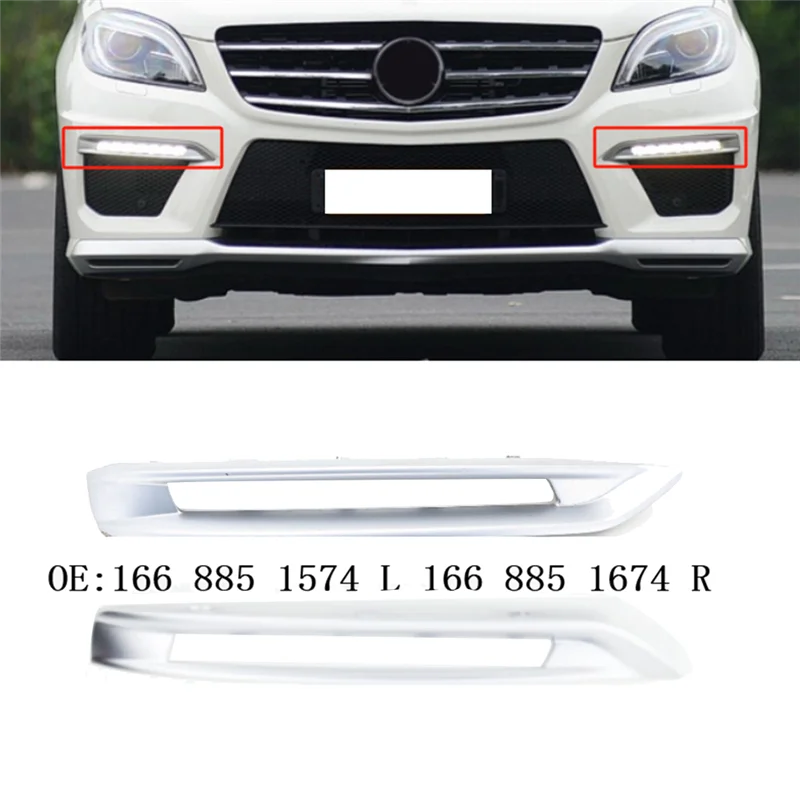 

Right Front Lower DRL Lights Chrome Trims Frame A1668851674 For Mercedes W166 ML/GLE 63 AMG 2012-2015 Fog Light Bezel Parts-ABQF