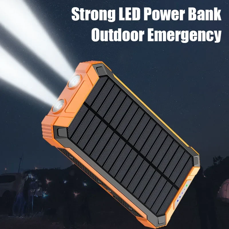 Large Capacity Portable Solar Power Bank LED Flashlight 20000/30000mah Magnetic Powerbanks Wireless Charging Station