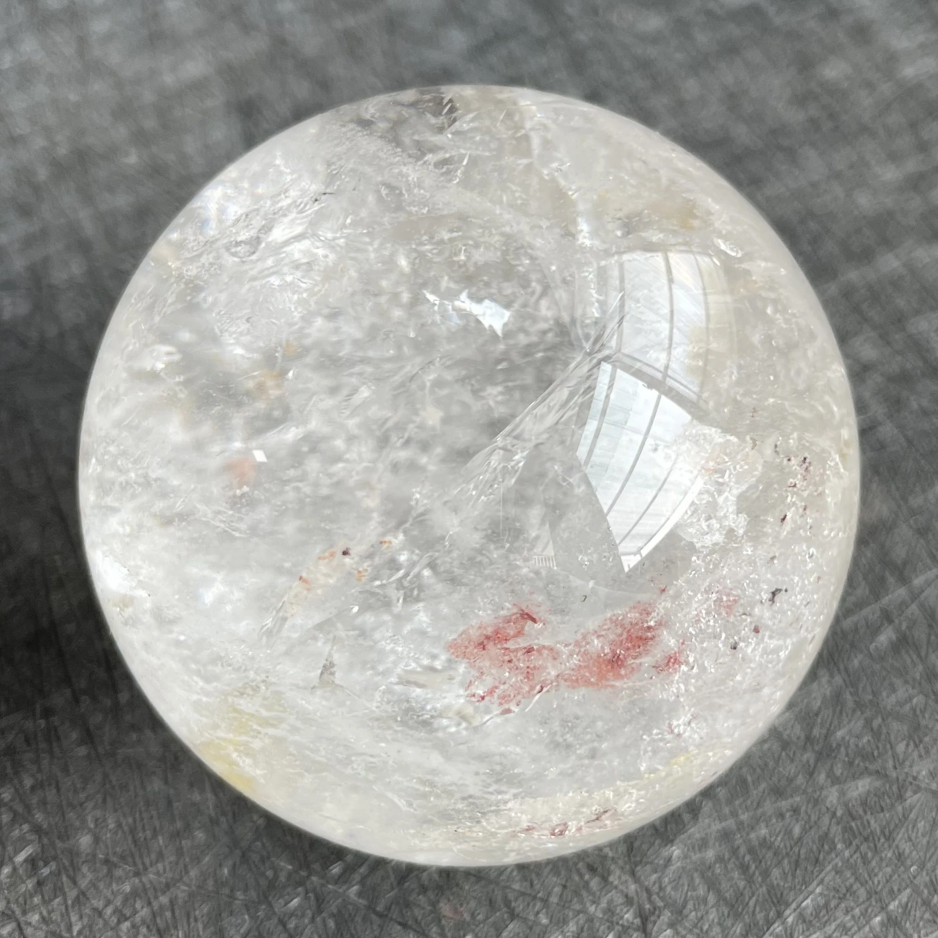 237g Natural Stone Clear Quartz Sphere Rainbow White Crystal Ball Rock Decoration Rough Polished Healing W8