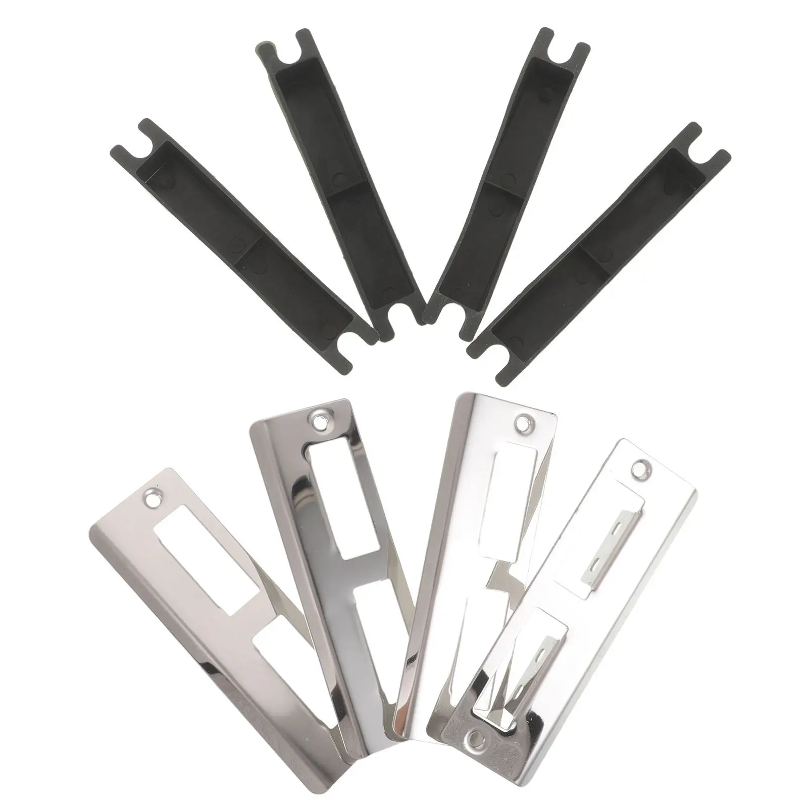 4Sets Lock Body Guide Plate Stainless Steel Door Strike Plate Reinforcement Latch Repair for Interior Exterior Door Security