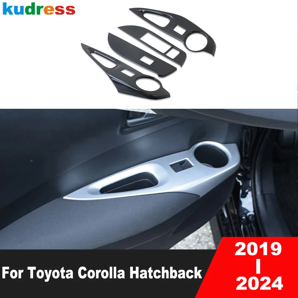 Car Inner Door Window Lift Switch Button Panel Cover Trim For Toyota Corolla Hatchback 2019-2023 2024 Matte Interior Accessories