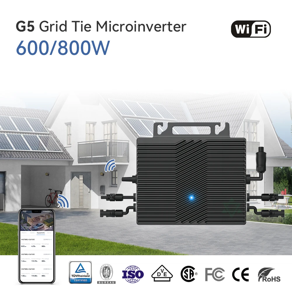 600/800W 18V-60VDC MPPT Solar Grid Connected Micro Inverter With Low DC Voltage Equipped with WiFi Intelligent Link Function