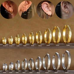 5-15mm Stainless Steel Earring Minimalist Classic Round Gold Color Earring for Women Men Tiny Huggie Hoop Rock Jewelry Gift