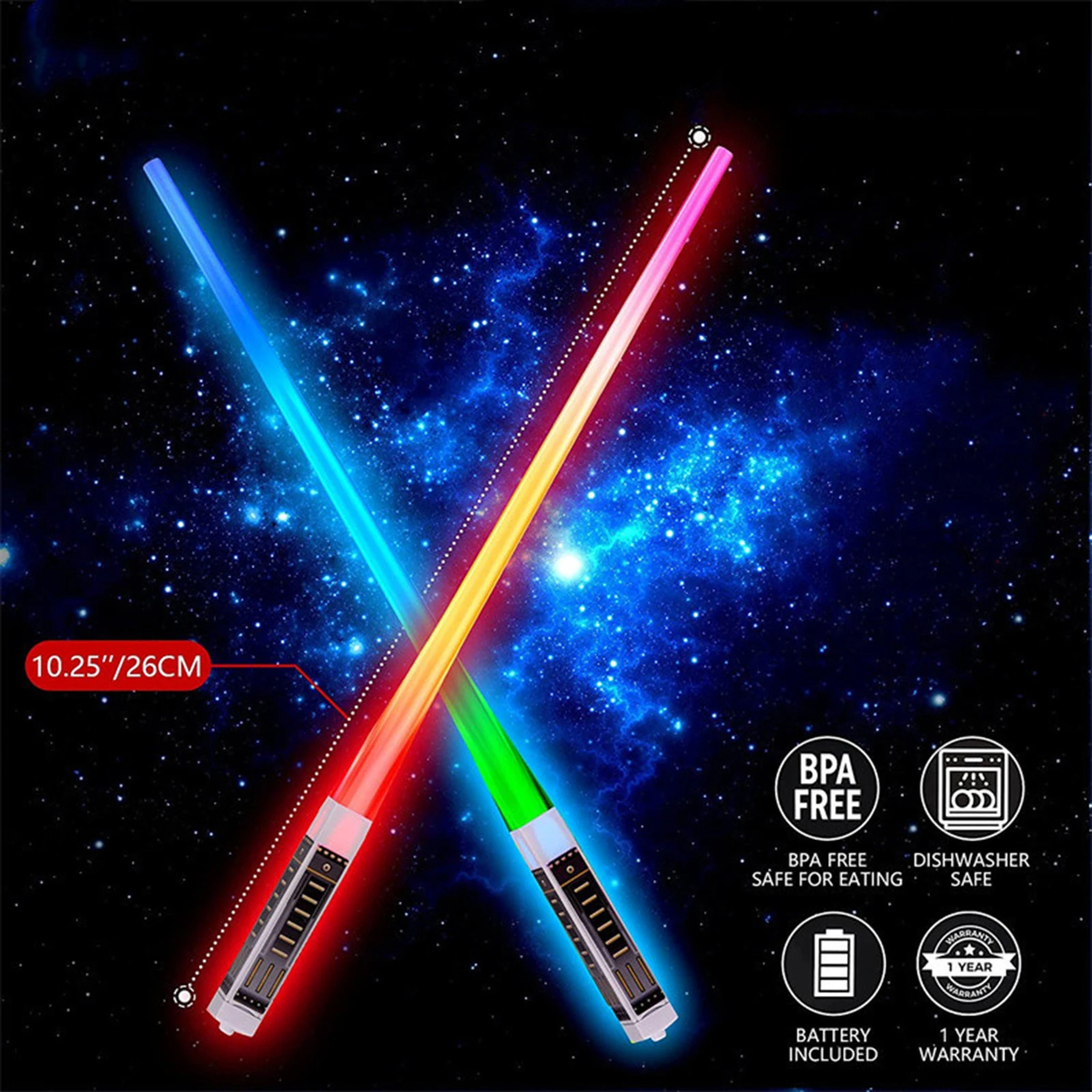 1 Pair ALED Glowing Chopsticks Portable Party Reusable ABS Glow Sticks Chopsticks for Concerts Birthday Party Halloween Festival