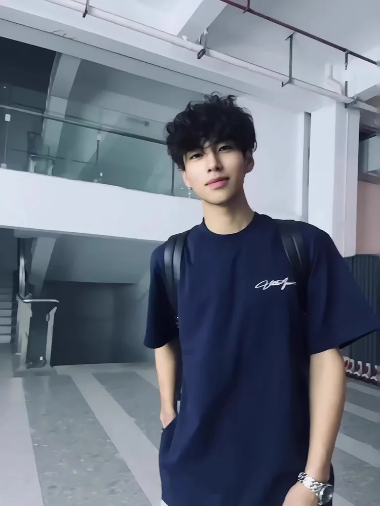 

Мужская хлопковая футболка свободного кроя с коротким рукавом и круглым вырезом, с принтом, летняя, модная, повседневная, в уличном стиле, для подростков