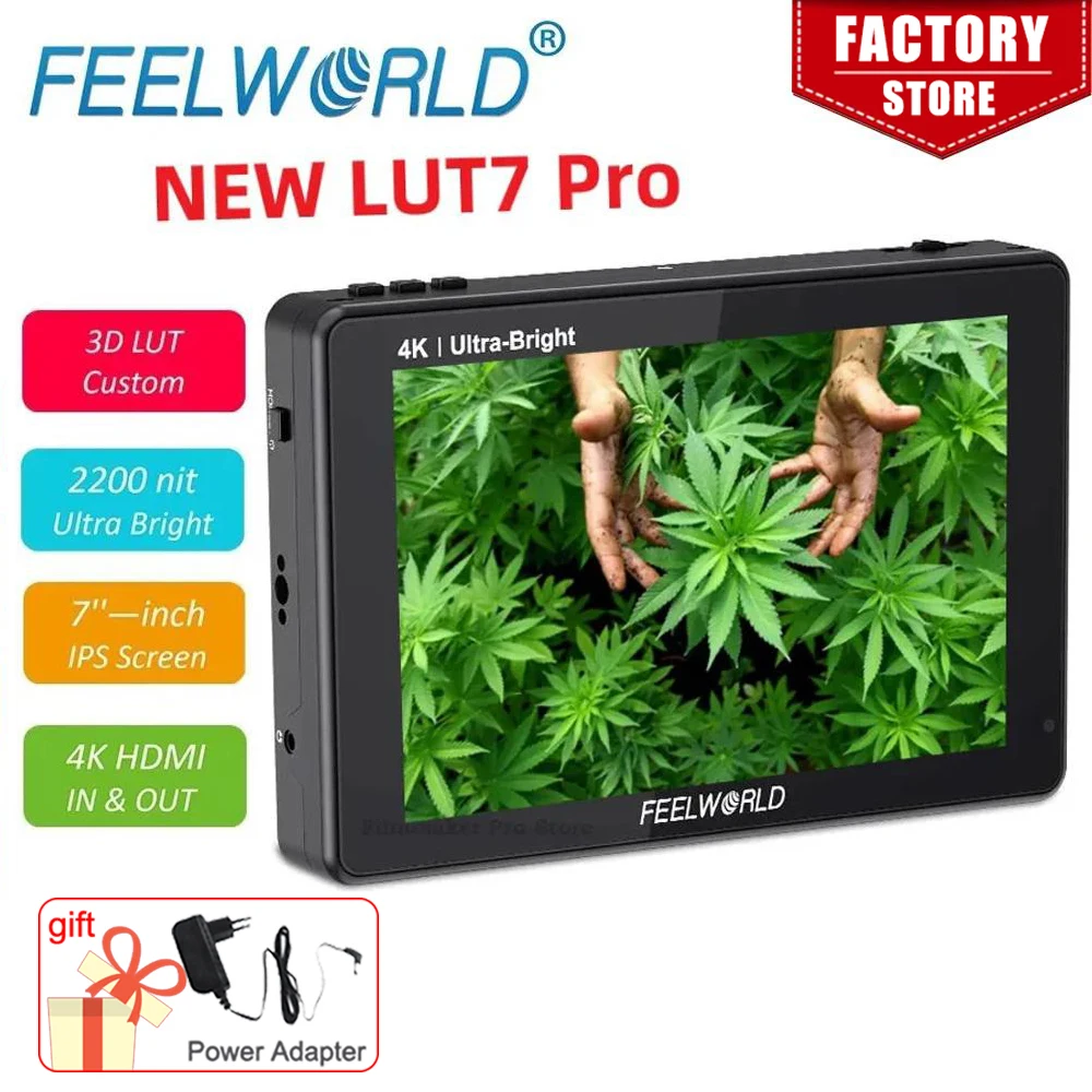 Feelworld LUT7 Pro 7 Inch 2200Nits Touchscreen Camera Veld Monitor 3D Lut 4K Hdmi Dslr Monitor Voor video Transmissie Systeem