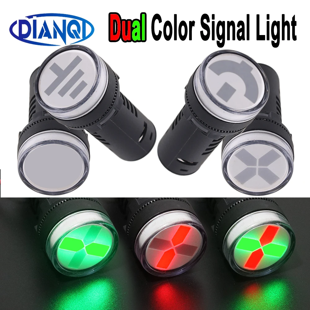 

1pc Mini 22mm AC/DC12V 24V 220V Double Color Red Green Signal Lamp LED Power Emergency Working Indicator pilot Light AD16-22SS