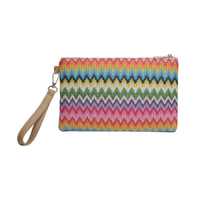 

Bohemia Rainbow Handbag for Female Women Handmade Straw Bag Ethnic Purse