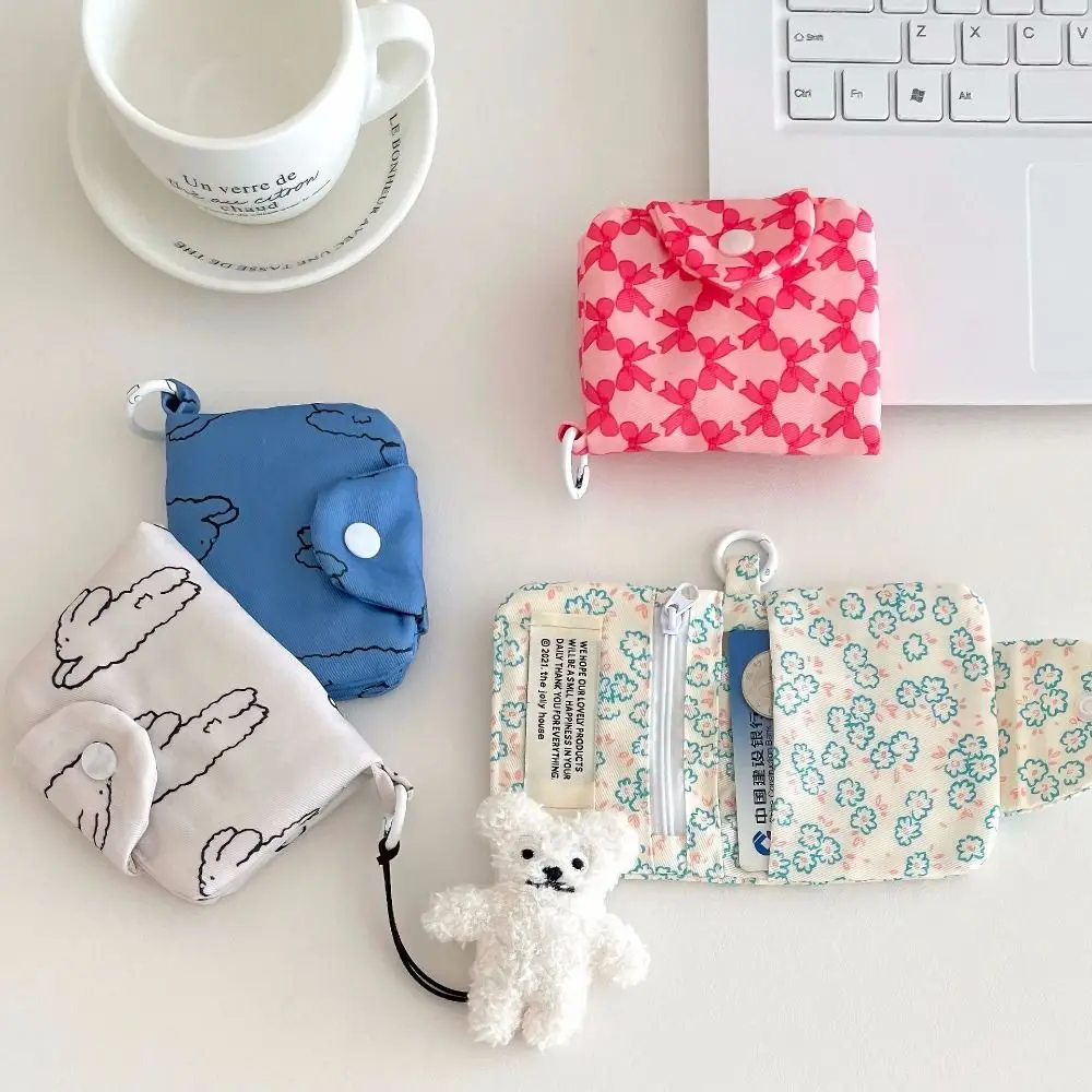 Новый милый студенческий кошелек для монет, модный корейский кошелек, держатель для карт, многослойная сумка для карт, маленькая сумка для хранения с цветочным принтом