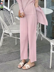 YUDX Pleated Women's Straight Pants Pleated Wide Leg Pants High Waist Draped Casual Pants 2024 Summer New