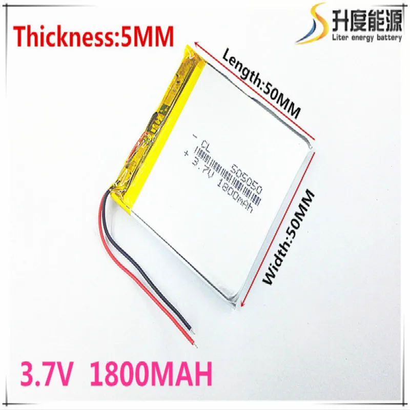 Free shipping 1pcs/lot 505050 3.7 V lithium polymer battery 1800 mah DIY mobile emergency power charging treasure battery