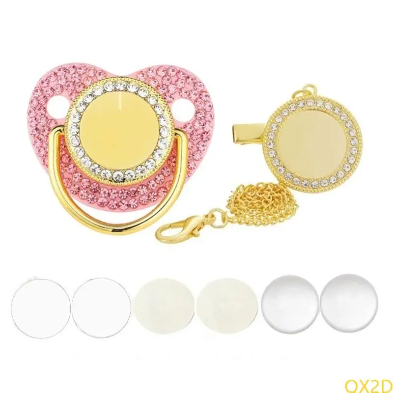 

QX2D DIY Сублимация Blank Baby Pacifier с хрустальными стразами CACIFIER CAPE CLIP