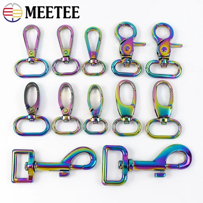 5/10Pcs 16-25mm Rainbow Metal Swivel Lobster Buckles Webbing Spring Trigger Snap Clip Clasp Bag Strap Connect Hook Accessories