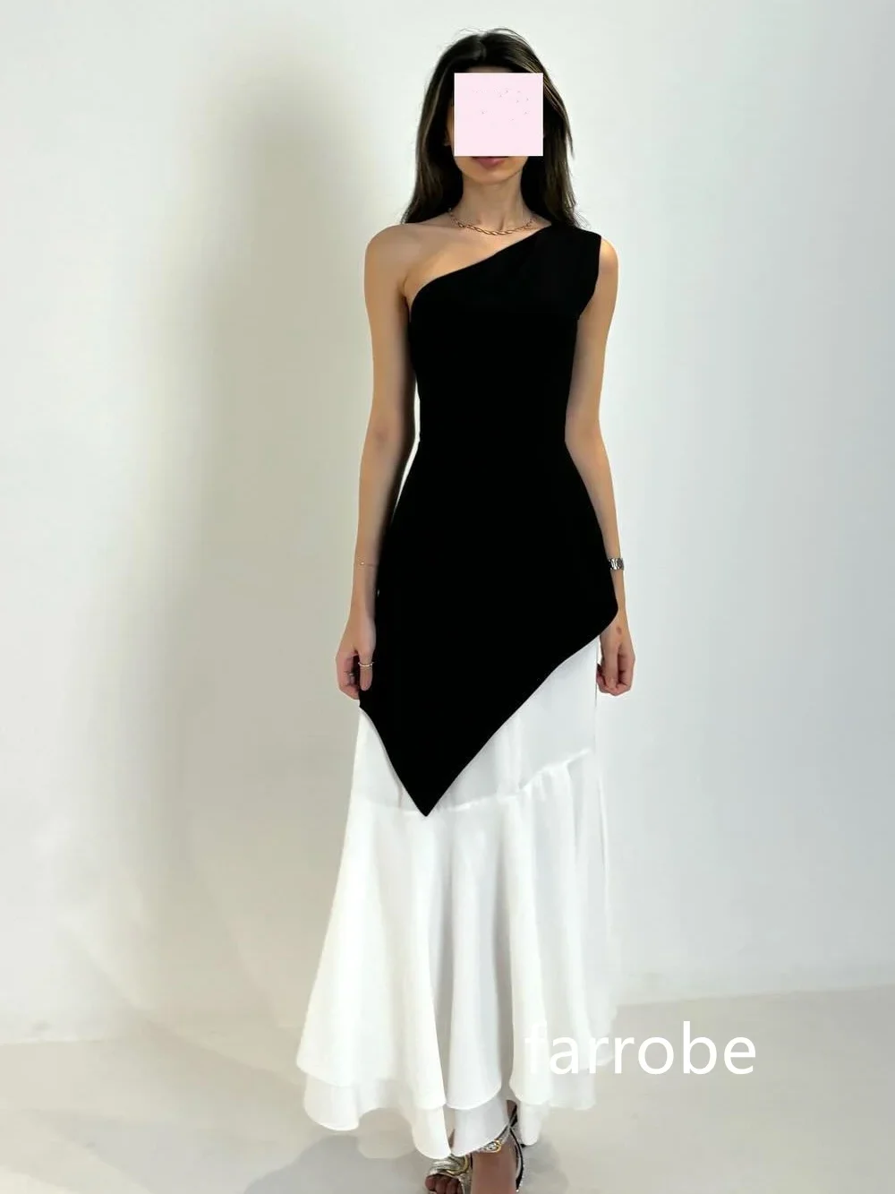 Robe Mi-Longue Plissée en Jersey de Style Moderne Personnalisée, Ligne A, Asymétrique, Épaule Dénudée, Zones, Pastrol, Unisexe, Style Chinois, Formel