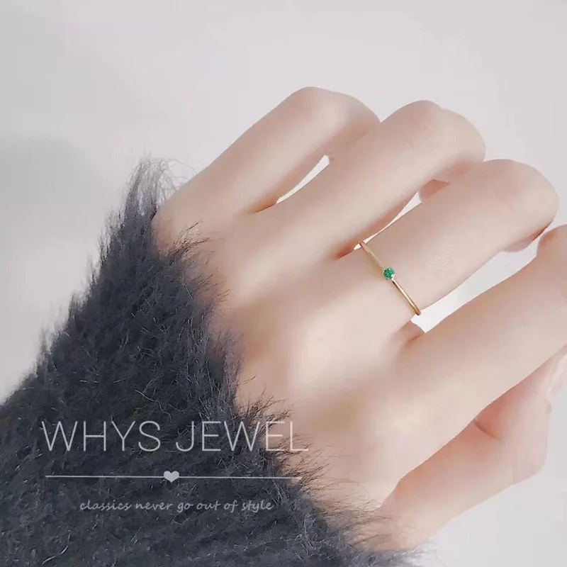 2023 Vintage Green Stone Ring for Women Gold Plated Stainless Steel Thin Finger Band Engagement Promise Jewelry Waterproof