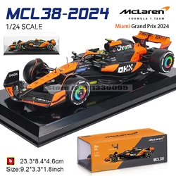 Bburago 1:24 2024 McLaren F1 4 # Lando Norris 81 # Oscar Piastri Die Casting Precision Model Car Model Collection Gift Toy