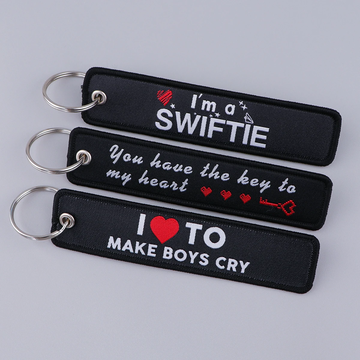 Quote Serises Embroidered Key Cool Man Key Tags Keychain for Car Motorcycles Keyring Holder Jewelry Accessories Gifts for Friend