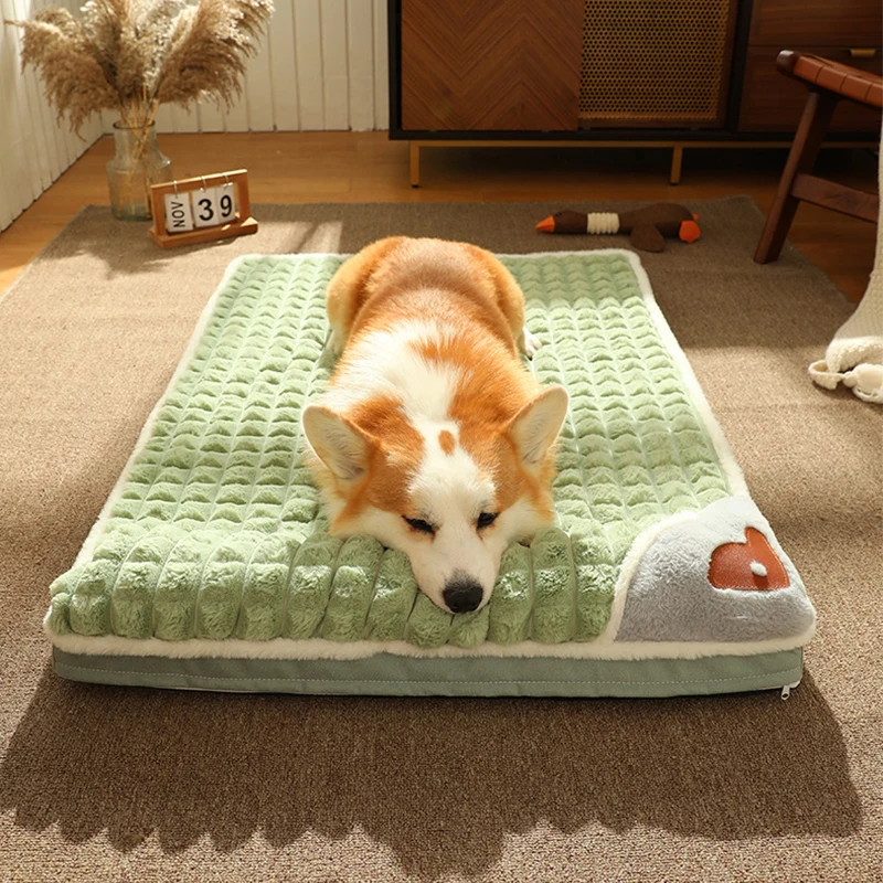 HOOPET Winter Dog Mat Luxury Pad for Small Medium Large Dogs Plaid Bed for Cats Dogs Fluff Sleeping Removable Washable Pet Bed