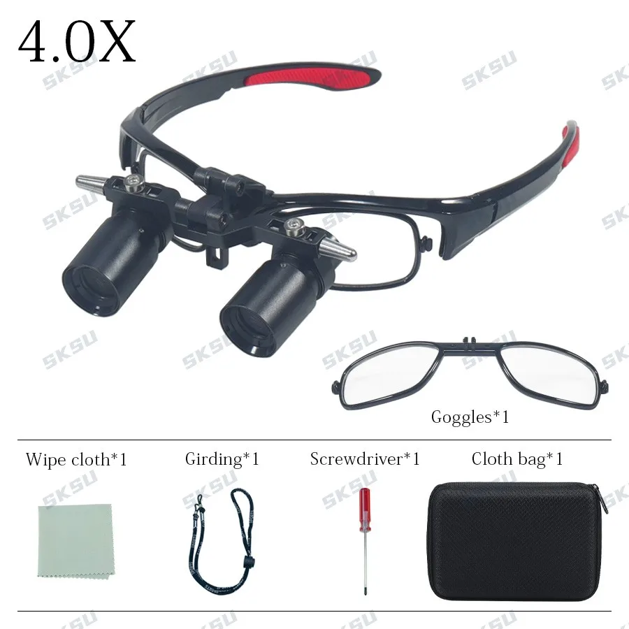 SKSU Tandheelkundige Loepen Lichtgewicht Tandheelkundige Chirurgische Loep Bril Professionele Medische Vergrootglas voor Orale Operatie 4x/5x/6x/8x