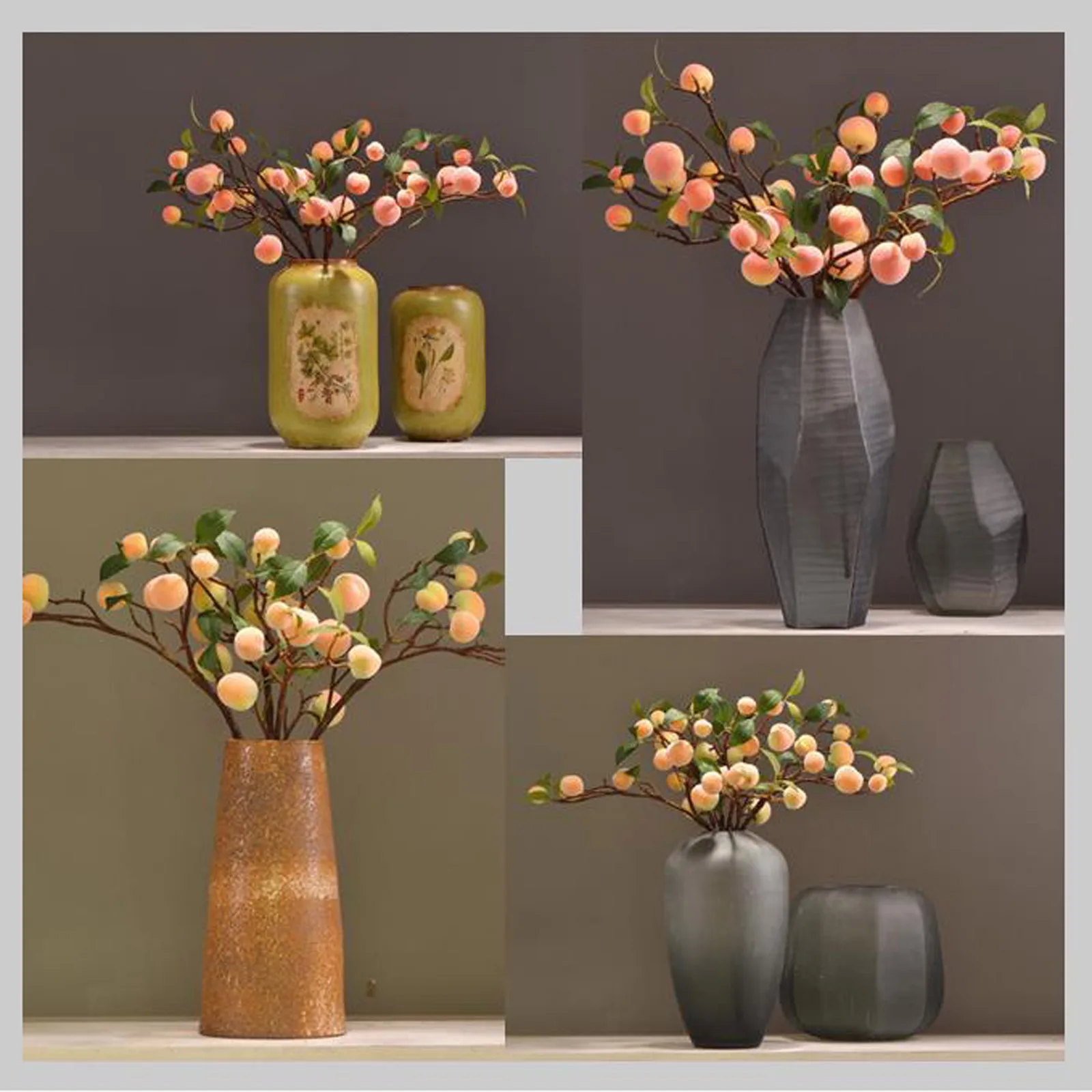 Simulation Peach Fake Fruit Branch Foam Honey Peaches Cuttings Home Living Room Desktop Decoration