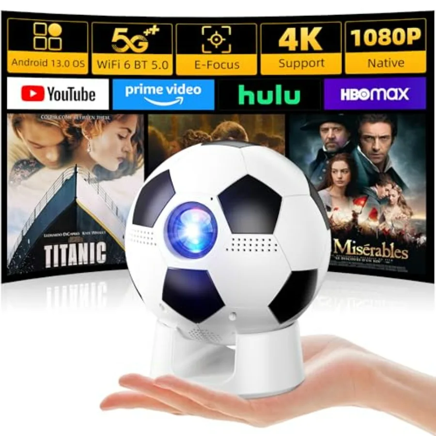

Идеальный проектор для футбольных фанатов с разрешением 1080P, встроенными приложениями и Bluetooth-подключением, двухдиапазонный Wi-Fi 6 для плавной трансляции
