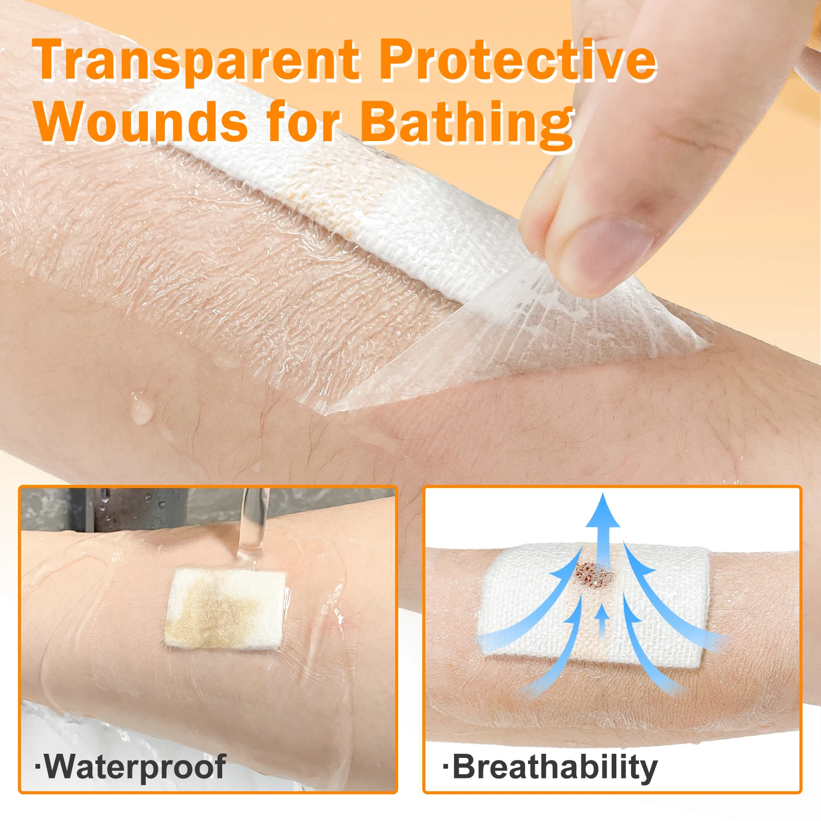 Carbou 6X7/10x12cm Transparent Film Dressing Waterproof Wound Bandage Adhesive Patches Post Surgical Shower or IV Shield Tattoo