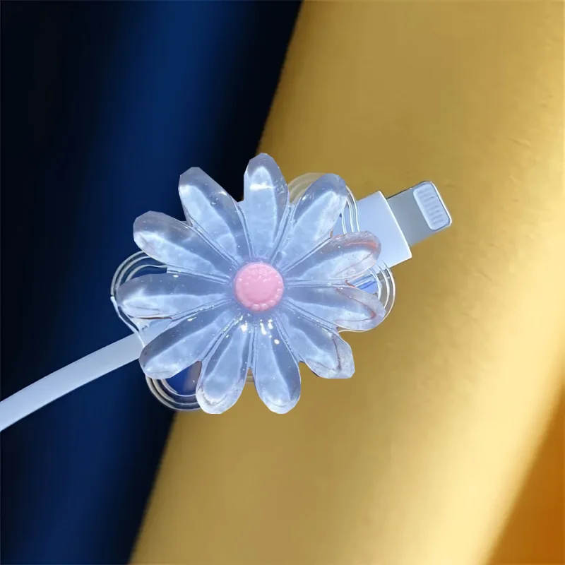 2/10pcs For iPhone Cartoon Cable Protector Cute Flowers USB Charger Protector Cable Organizer Kawaii Data Line Cord Cable Winder