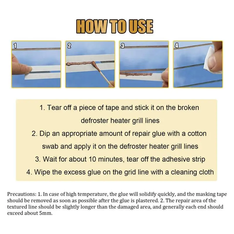 Car Rear Window Glass Defroster Repair Kit Auto Defogger Scratched Broken Repair Heater Grid Line Quick DIY Fixer Car Accessorie