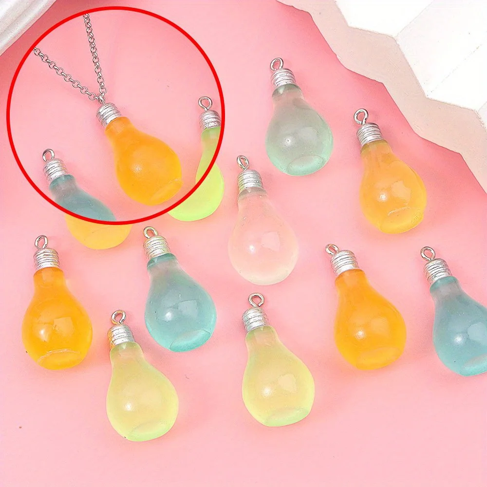 2/6/12pcs Multi-color Resin Light Bulb Shaped Pendant Decorations,DIY Bracelets,Earrings,Anklets,ChristmasGiftMaking Accessories