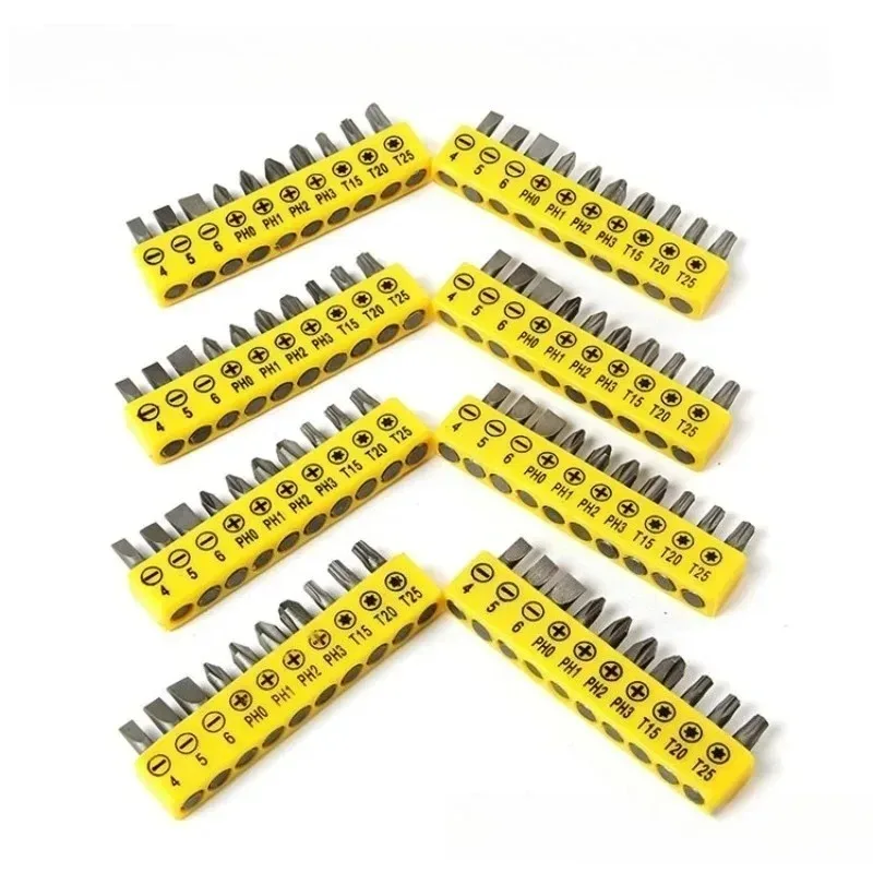 

10pc 60mm New for Extension Rod Woodworking Power Tool Set Rubber Strip Cross Screwdriver Head Bit Conversion