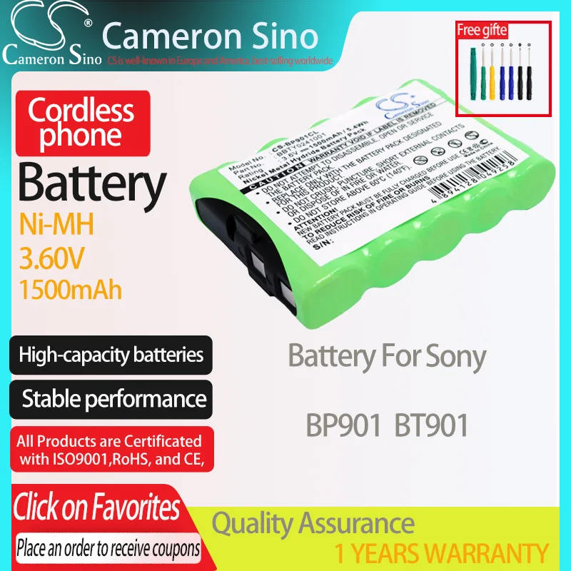 CameronSino Battery for Sony BP901 BT901 fits Uniden BBTY0241001 BT-901 Cordless phone Battery,Landline battery 1500mAh 3.60V