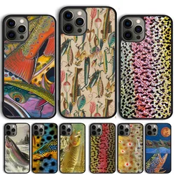 Brown Trout Fly Fishing Phone Case for iPhone 17 Air 16 16e 15 Plus for Apple 13 11 12 14 Pro Max Cover coque fundas