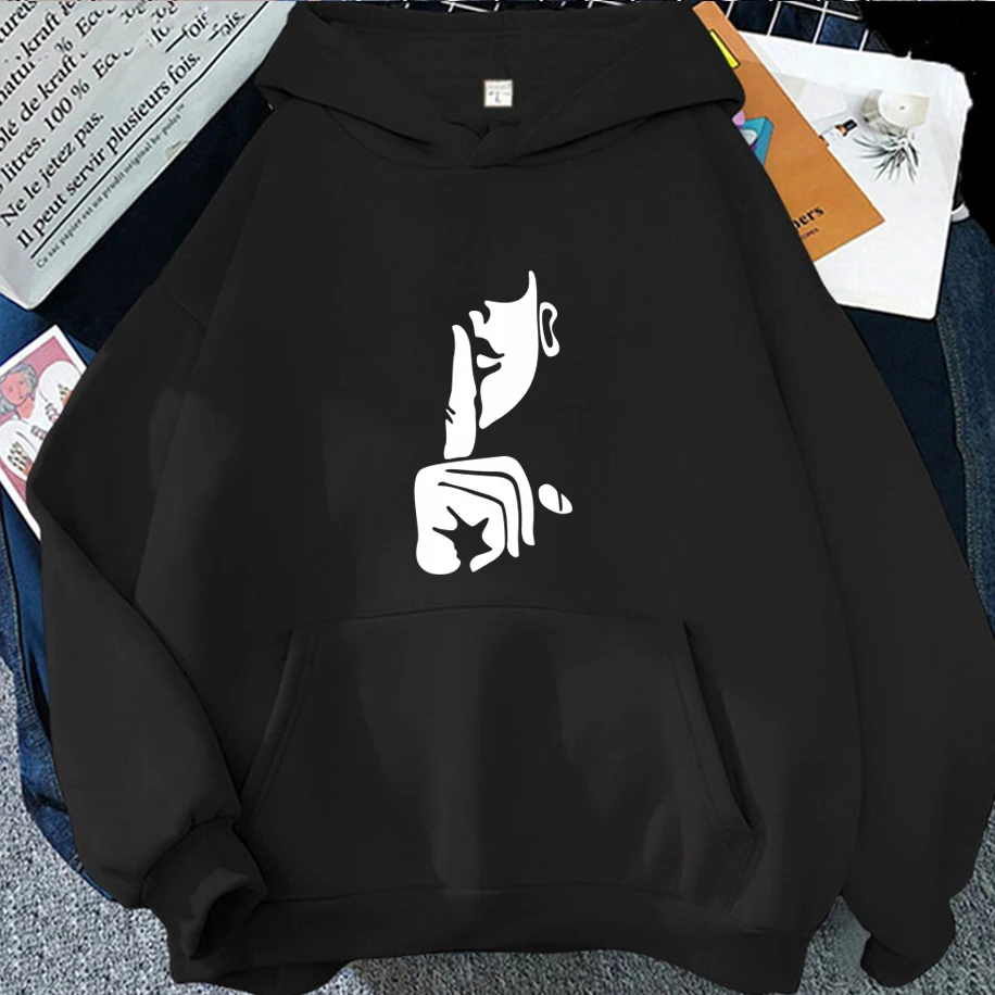 Gesture Design Shh Pattern Men Women Hoodie Street Fashion Breathable Creative Unisex Top Street Casual Oversized Loose Pullover