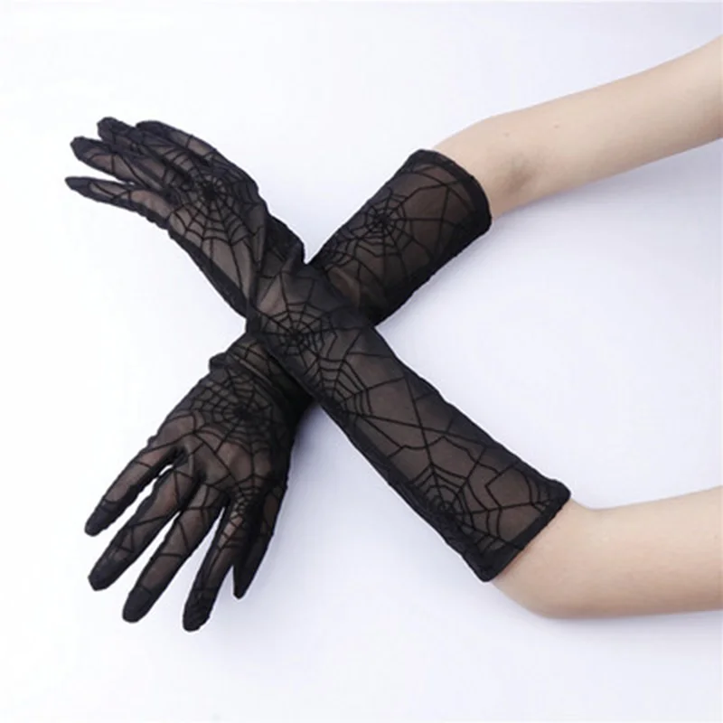

Летние тонкие длинные перчатки с защитой от УФ-излучения, кружевные, в стиле «паутинка», сексуальные, женские, из прозрачной эластичной пряжи, для церемоний, велоспорта, вождения, модель L79