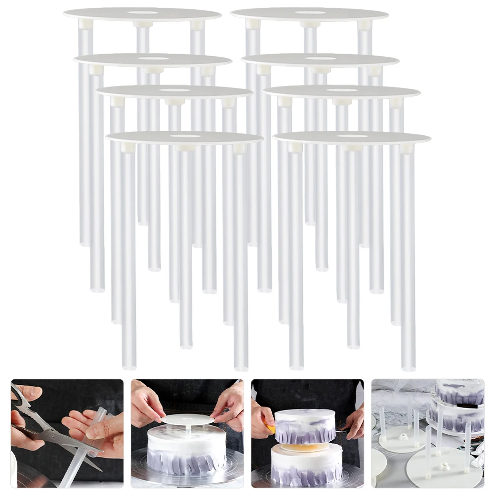 

8set 8 Sets 8 Inch Cake Stand Gaskets Plastic Dowels Tiered Cakes Stacking Supports Wedding Display Tools Clear Rack Accessories