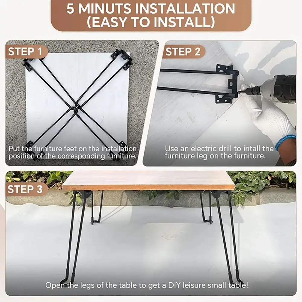 Stainless Steel Foldable Table Legs Load Bearing Enhance Stability Folding Furniture Stand Anti-slip Scratch-proof
