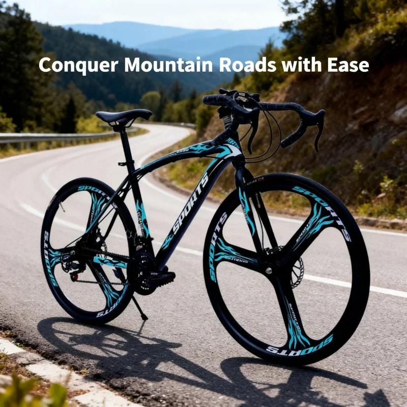 

21-Speed Biange Green Road Bike Bicycle with 700c Wheels Integrated Drop Handlebar for Adults - Variable Speed System