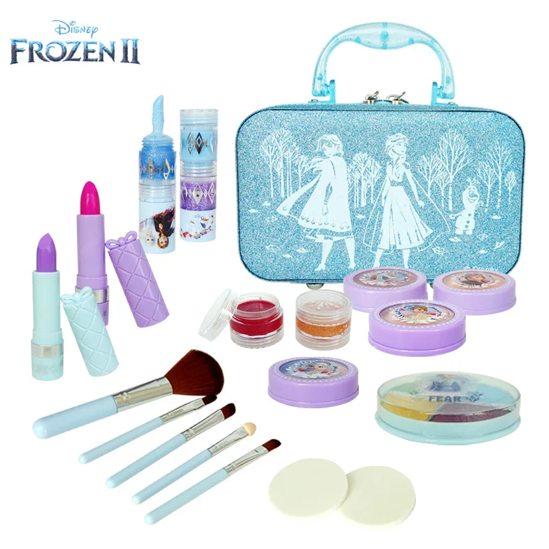 Disney girls Frozen Anna Elsa Makeup Toys Children's Cosmetic Bag Makeup Box Set Portable  Birthday Gifts